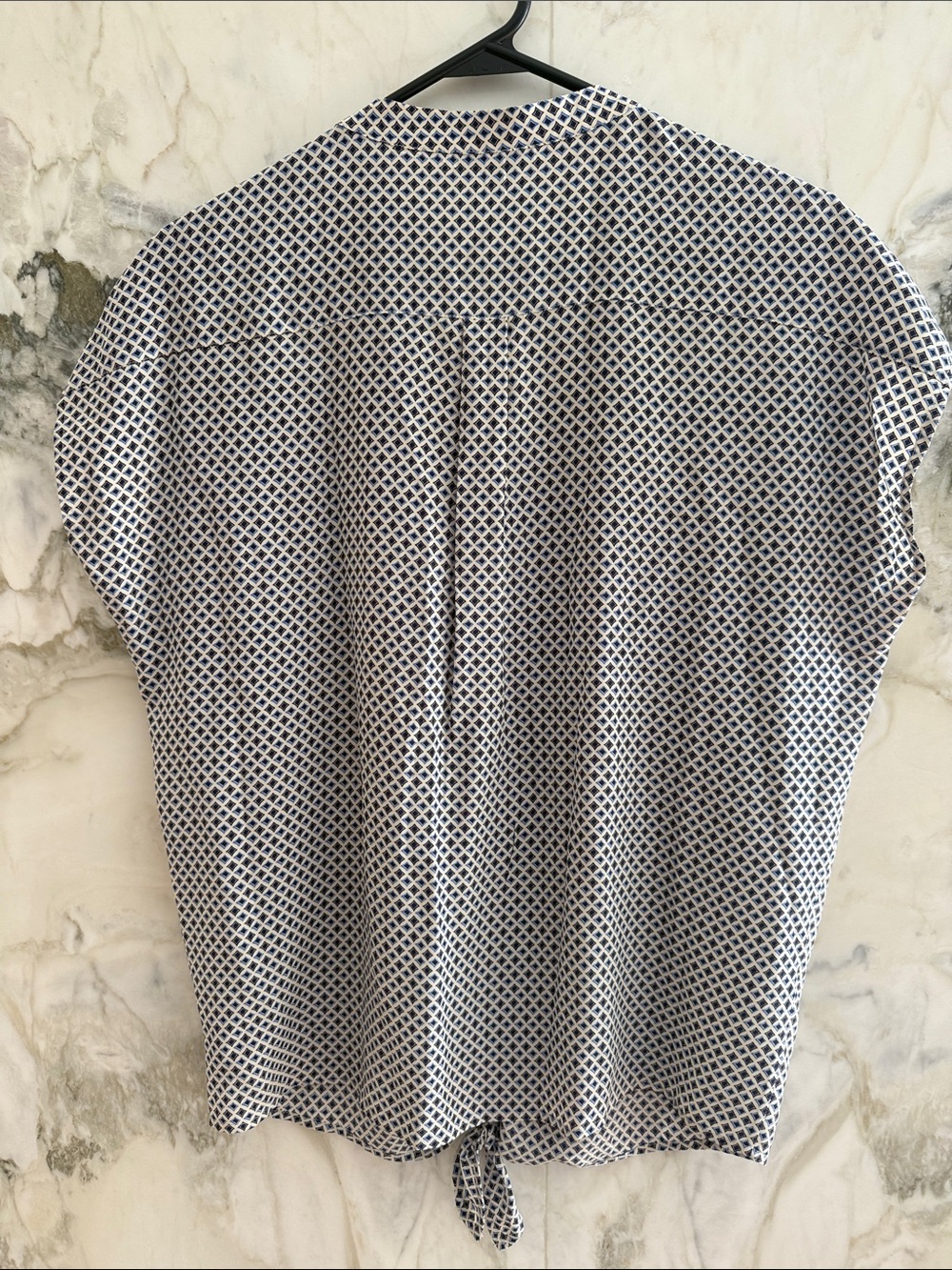 Joie Black and White Geometric Tie-Front Blouse - Picture 3 of 4